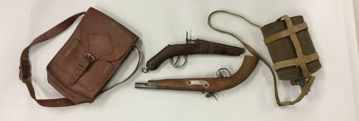 A Continental flintlock pistol together with a Nav