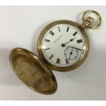 A gent's gilt full Hunter Elgin pocket watch. Appr