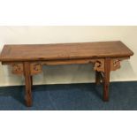 A small Continental altar table with scroll decora