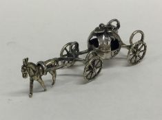A silver miniature horse and cart. 925 standard. A