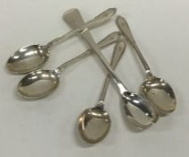 Four various silver teaspoons together with a must