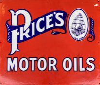 A rectangular "Price's Motor Oils" metal and ename