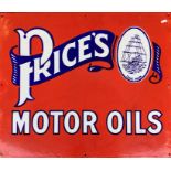 A rectangular "Price's Motor Oils" metal and ename
