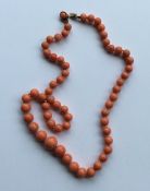 A good Antique graduated string of coral beads wit