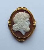 A good oval high carat gold framed cameo depicting