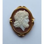 A good oval high carat gold framed cameo depicting