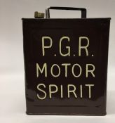 A "P.G.R. Motor Spirit" fuel can. (1).