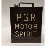 A "P.G.R. Motor Spirit" fuel can. (1).