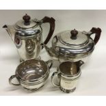 A good Edwardian Art Deco silver four piece tea se