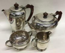 A good Edwardian Art Deco silver four piece tea se