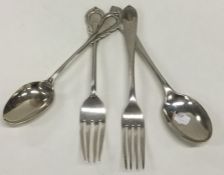 A good silver two piece christening set together w