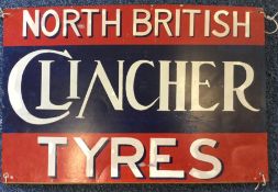 A rectangular "North British Clincher Tyres" metal
