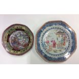 An Antique Chinese Famille Rose plate together wit