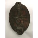 An Antique cast iron "1/2" mile wall plaque. Est.