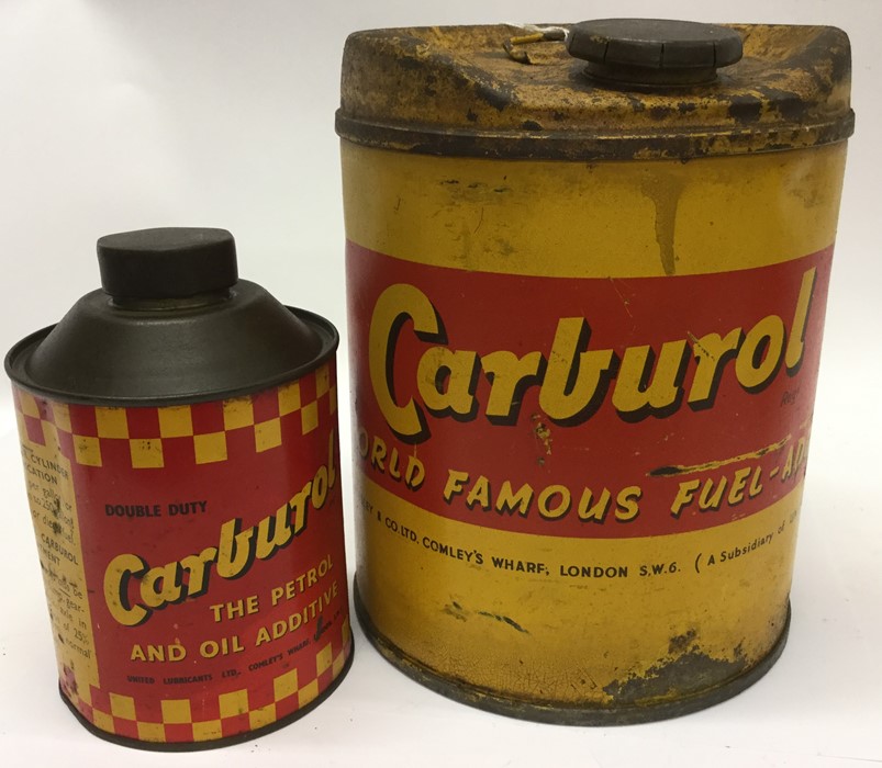 A large "Carburol" fuel additive can together with a