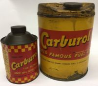 A large "Carburol" fuel additive can together with a