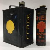A "Shell" fuel can with integral removable oil car