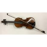 A cased violin and bow, possibly by Schmidt. Est.