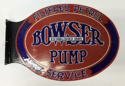 An oval "Bowser Filtered Petrol Pump Service" doub