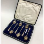 A boxed set of silver coffee spoons. Sheffield. Ap