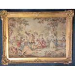 A large gilt framed tapestry. Approx. 62 cms x 89