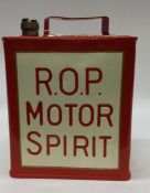 An "R.O.P Motor Spirit" fuel can. (1).
