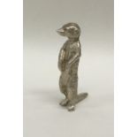 A novelty silver miniature meerkat in standing pos