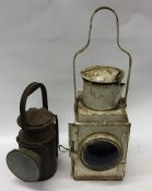Two old railway lamps. Est. £20 - £30.