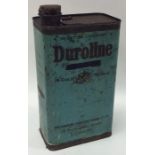 A "Duroline Motor Oil" lubricant can. (1).