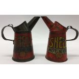 Two "Shell Motor OIl Quart" oil pouring cans. (2).