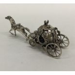 An unusual miniature horse and cart. 925 standard.