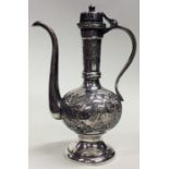 An Egyptian silver slender coffee pot attractively