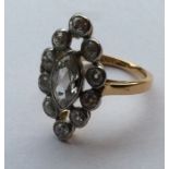 A large stylish marquise diamond cluster ring in t