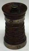 A good oak and silver mounted pepper grinder. Birm