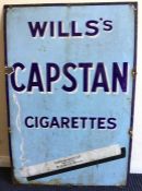 A rectangular "Wills's Capstan Cigarettes" metal a