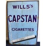 A rectangular "Wills's Capstan Cigarettes" metal a