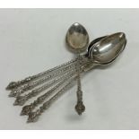 A set of six cast silver teaspoons with twisted st
