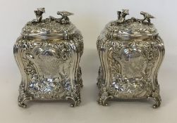 A rare pair of George III silver tea caddies, the