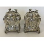 A rare pair of George III silver tea caddies, the