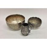 An unusual Indian silver bowl together with an Ind