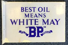 A rectangular BP "Best Oil Means White May" double