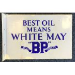 A rectangular BP "Best Oil Means White May" double