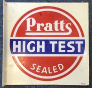 A square metal and enamel "Pratts High Test Sealed