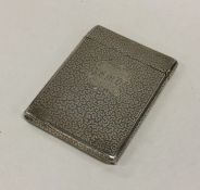 A heavy Victorian silver card case with hinged top