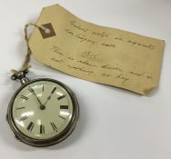A good quality gent's silver Verge pocket watch, t