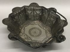 An unusual Continental silver filigree basket with