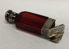 A good quality cranberry glass scent bottle / vina