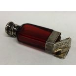 A good quality cranberry glass scent bottle / vina