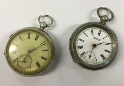A gent's large silver pocket watch with white enam