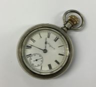 A good silver Elgin pocket watch with white enamel